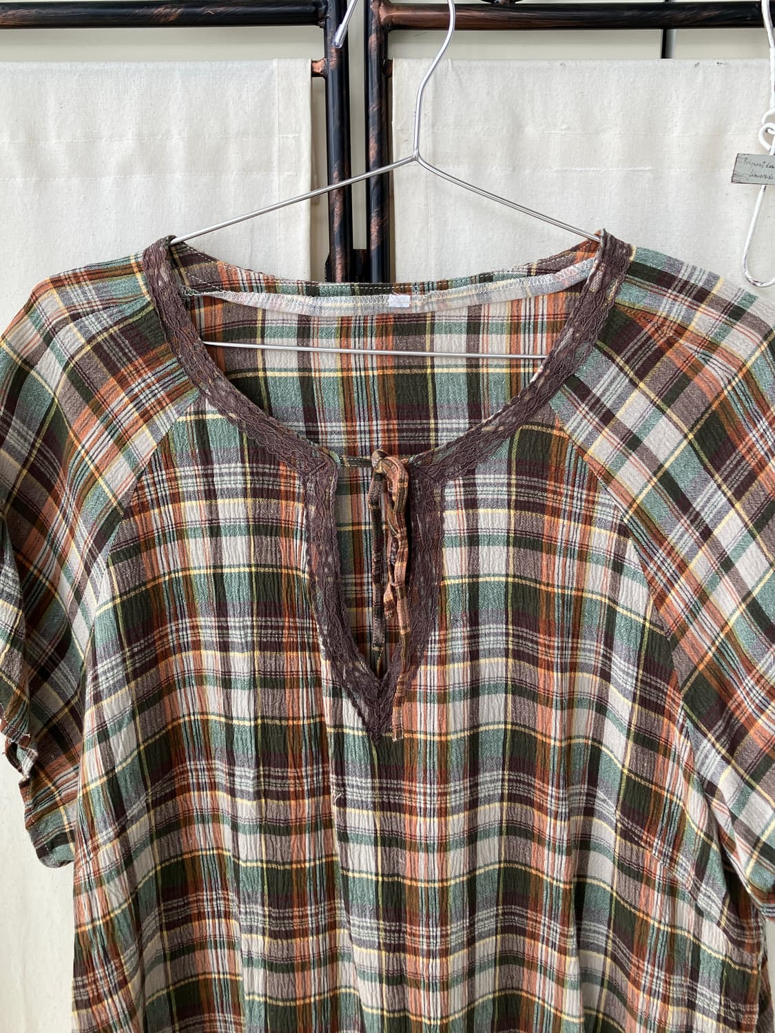 mori check lace slit blouse 상품이미지7