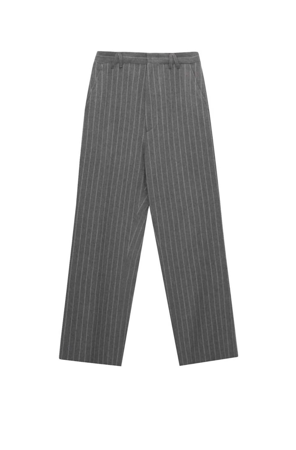 (유일매물) STU 스트라이프 스트레이트 울 슬랙스 그레이 S 상품이미지2