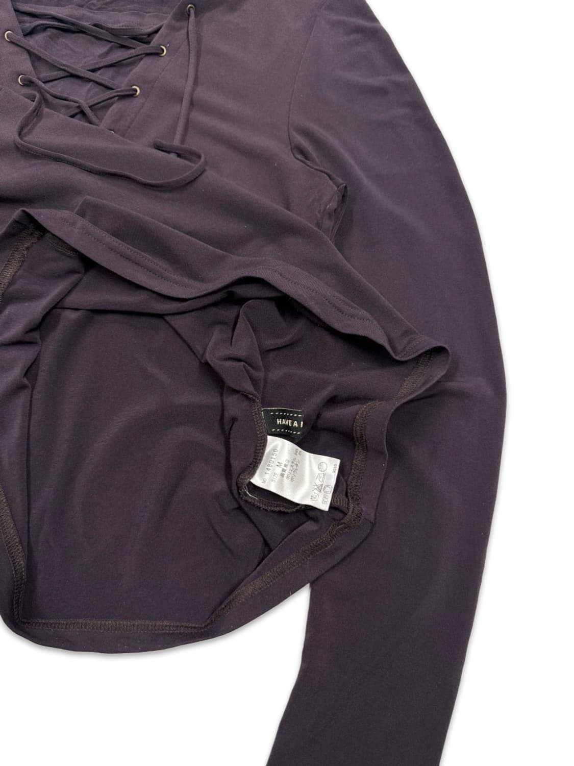 빈티지 다크 퍼플 아일렛 리본 긴팔티 상품이미지4