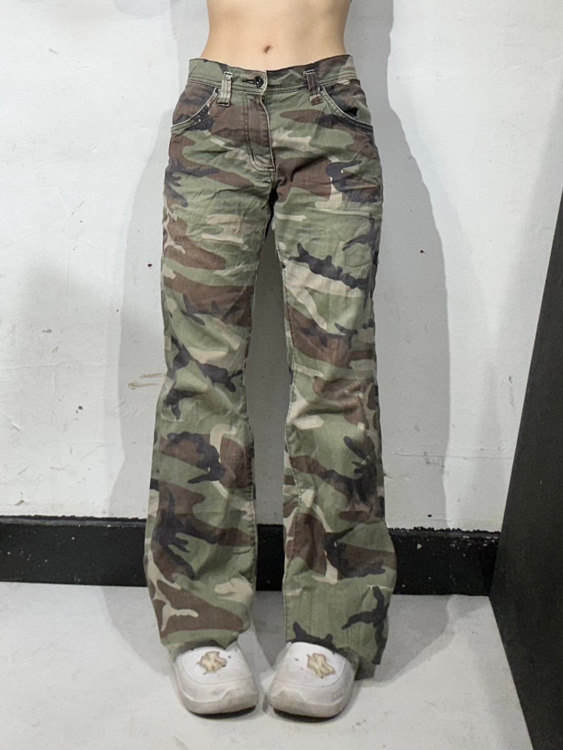 빈티지 Wrangler 카키 밀리터리 카고 와이드 카모 팬츠 M 상품이미지2