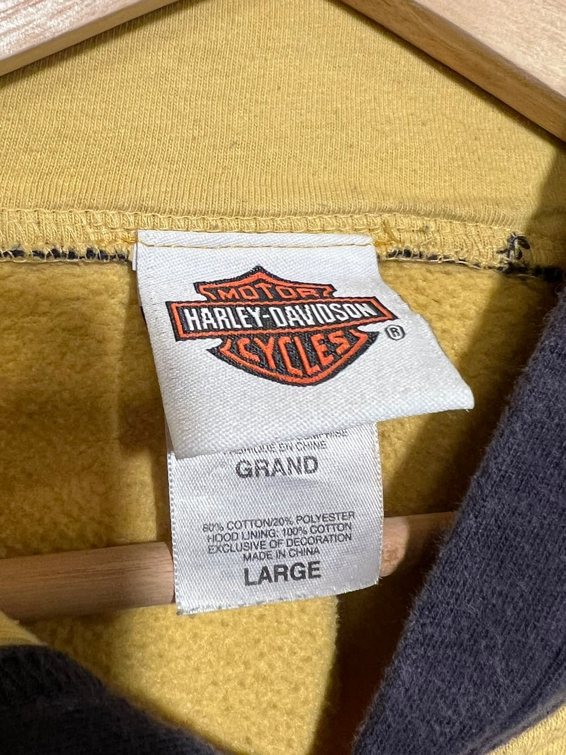 00s [L] 할리데이비슨 레전더리 래글런 배색 후드티셔츠 상품이미지8