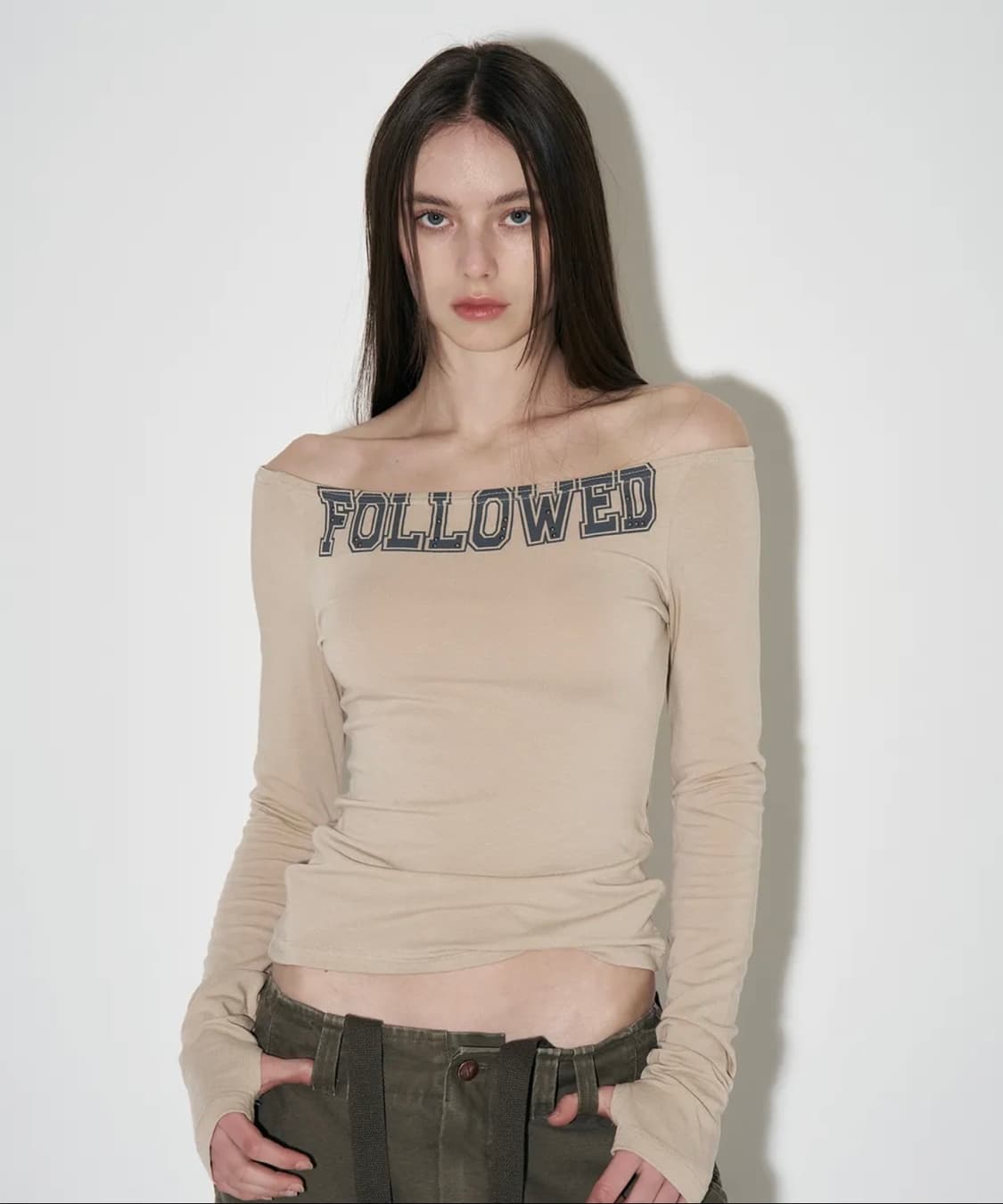 플리즈노팔로우 Followed Stone Top (베이지) 오프숄더 상품이미지1