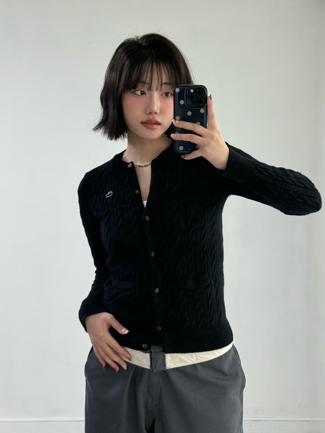 라코스테 블랙 딱붙 가디건 상품이미지1