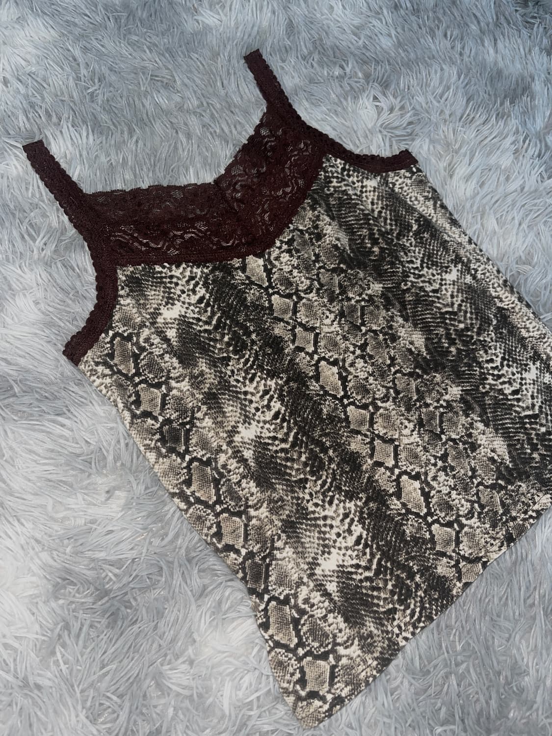 y2k 갸루 브라운 펑크 뱀피 파이톤 레이스 슬리브리스 상품이미지7