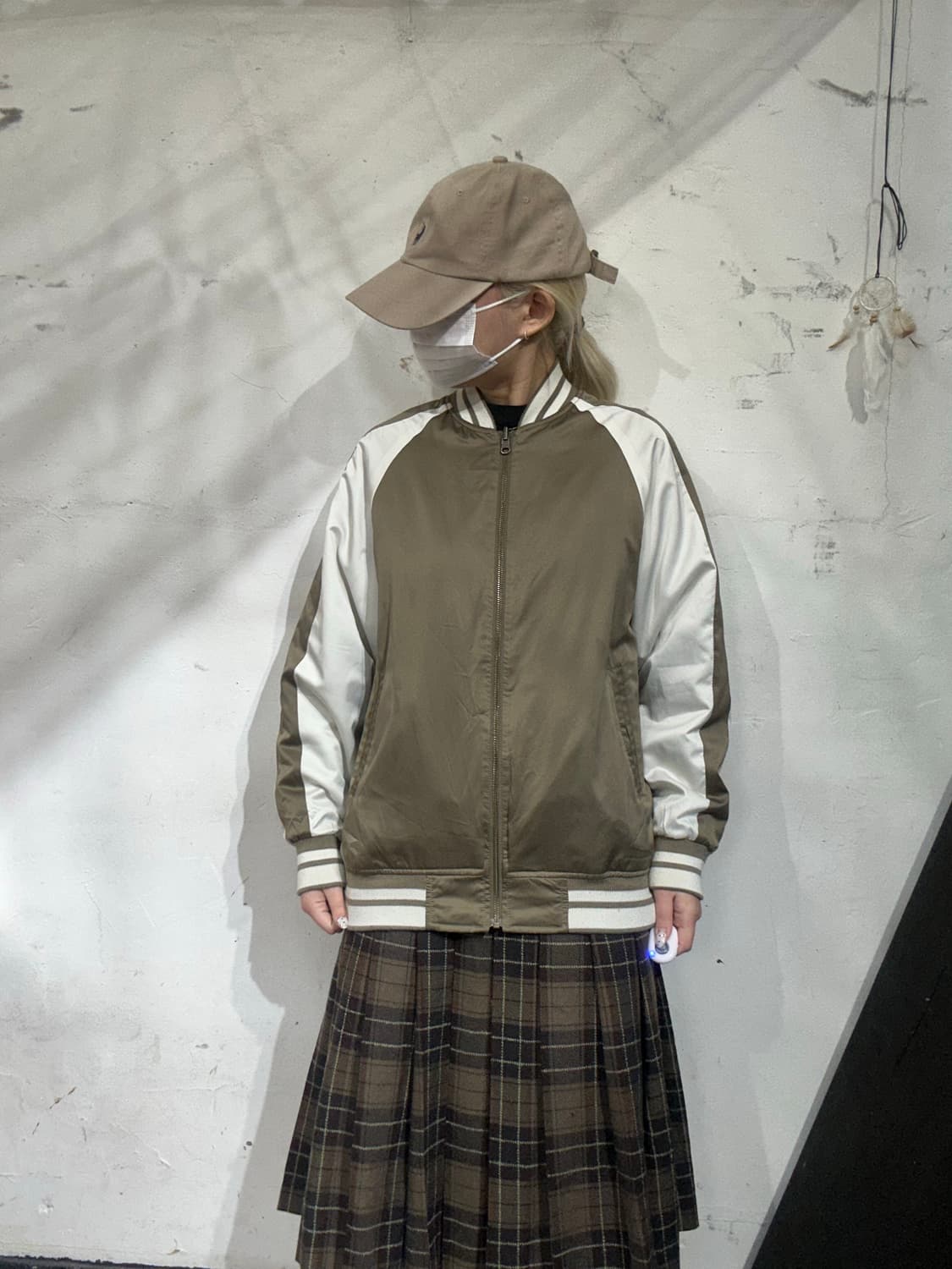 일본 빈티지 카키 화이트 리버시블 자켓  상품이미지2