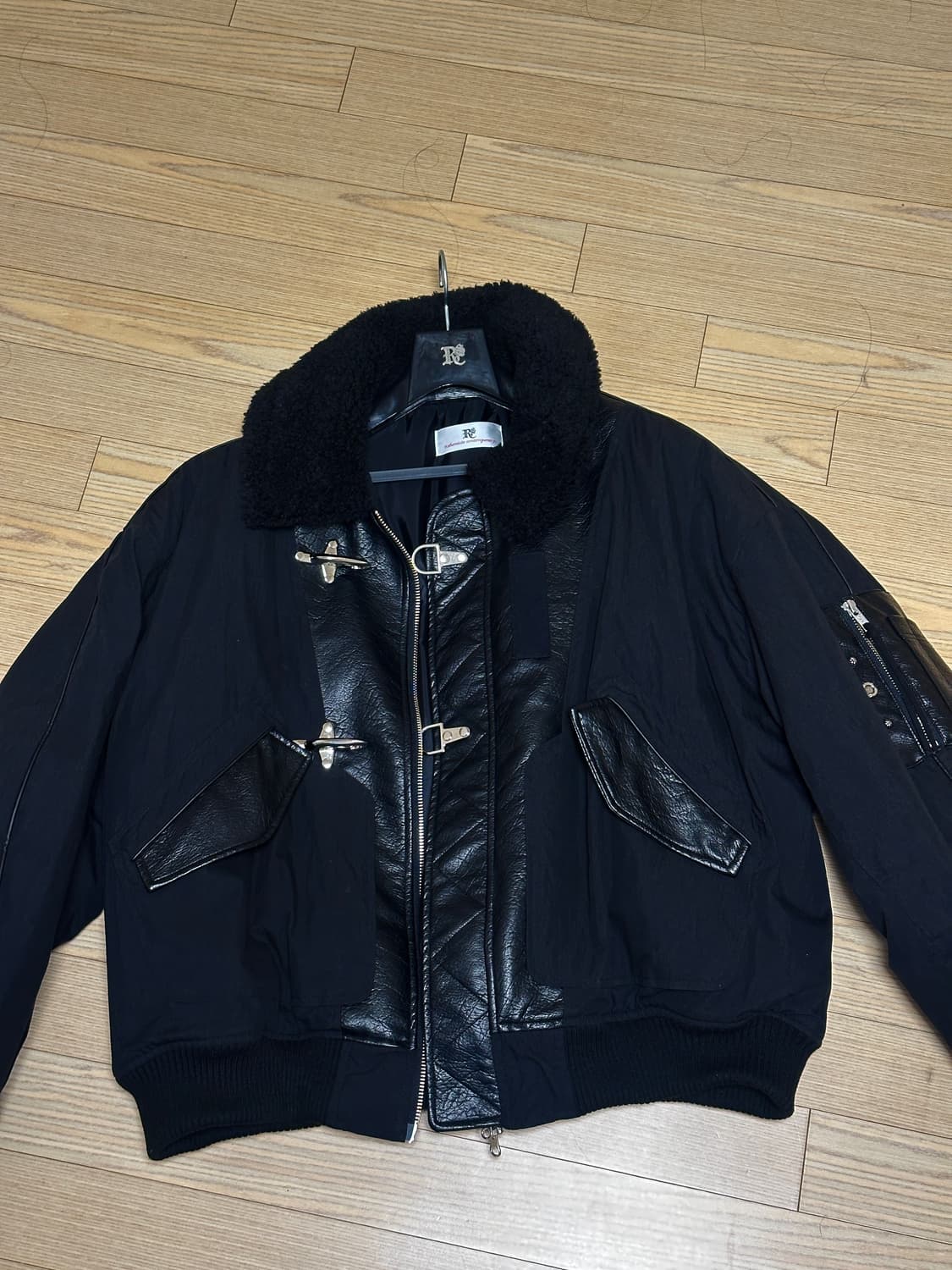 RSSC x 포그서비스 파이어맨 레더 믹스 코튼 봄버 자켓 [1사이즈] 상품이미지2