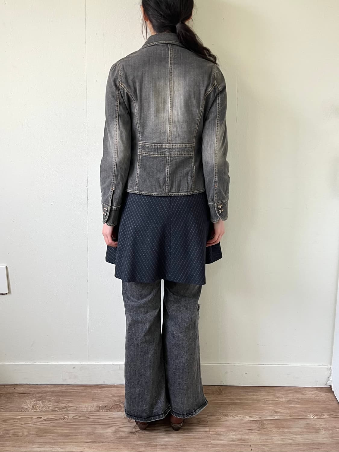 23 Vingt-trois 차콜 스트라이프 스커트 상품이미지9