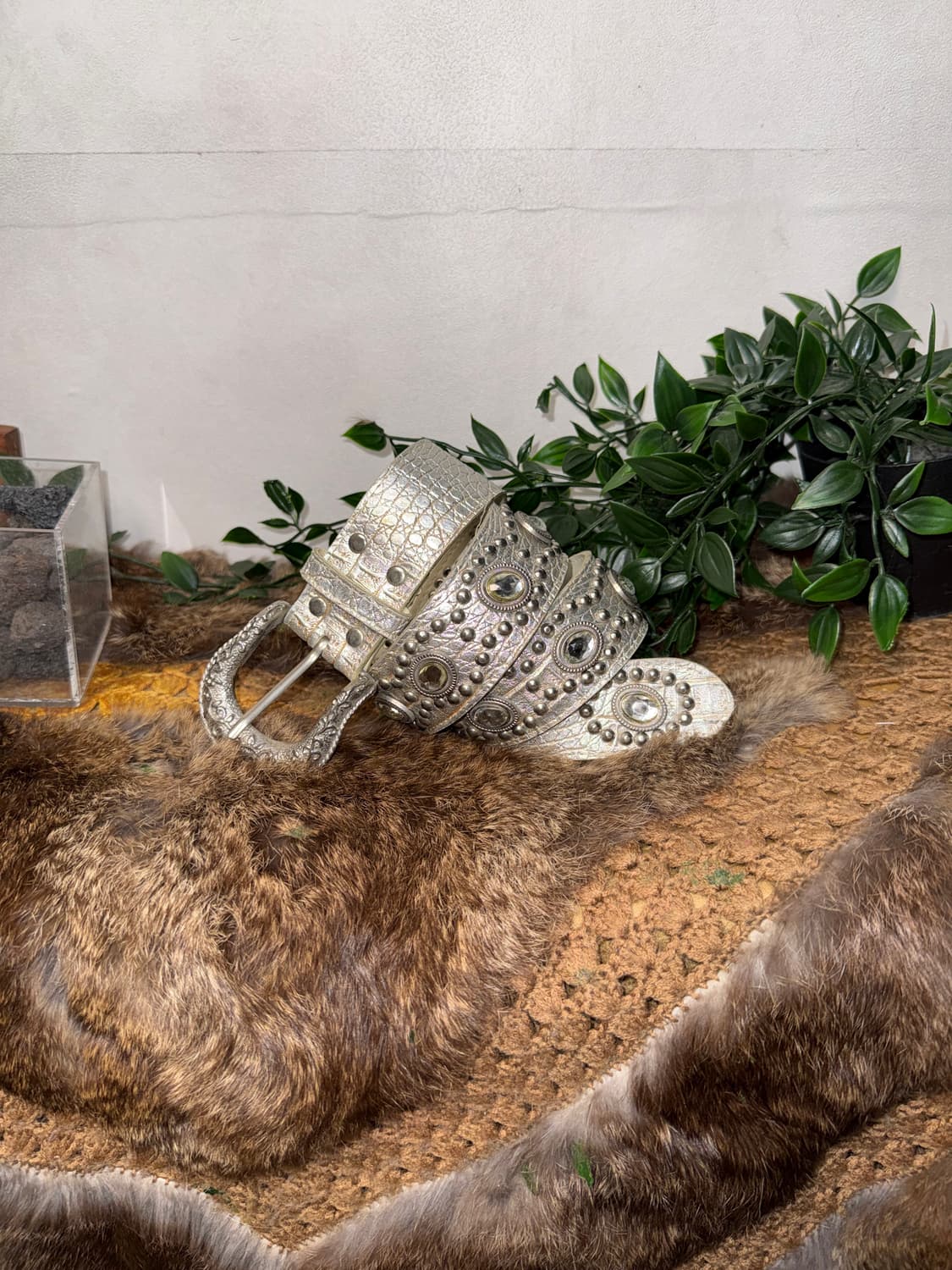 Silver python cubic stud belt 상품이미지1