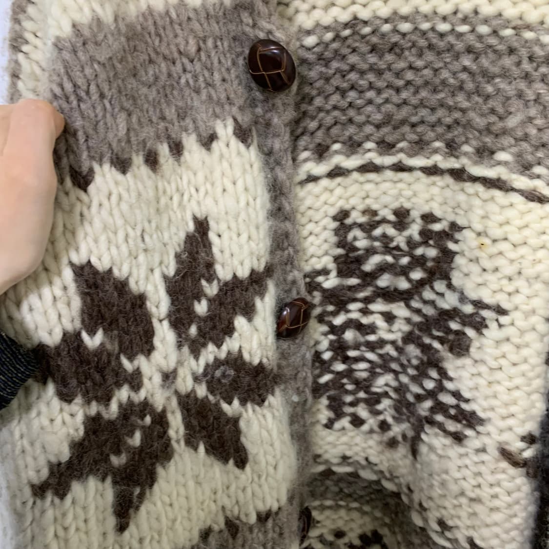 코위찬 코위챤 빈티지 노르딕 패턴 버튼 니트 스웨터 가디건 남녀공용 상품이미지6