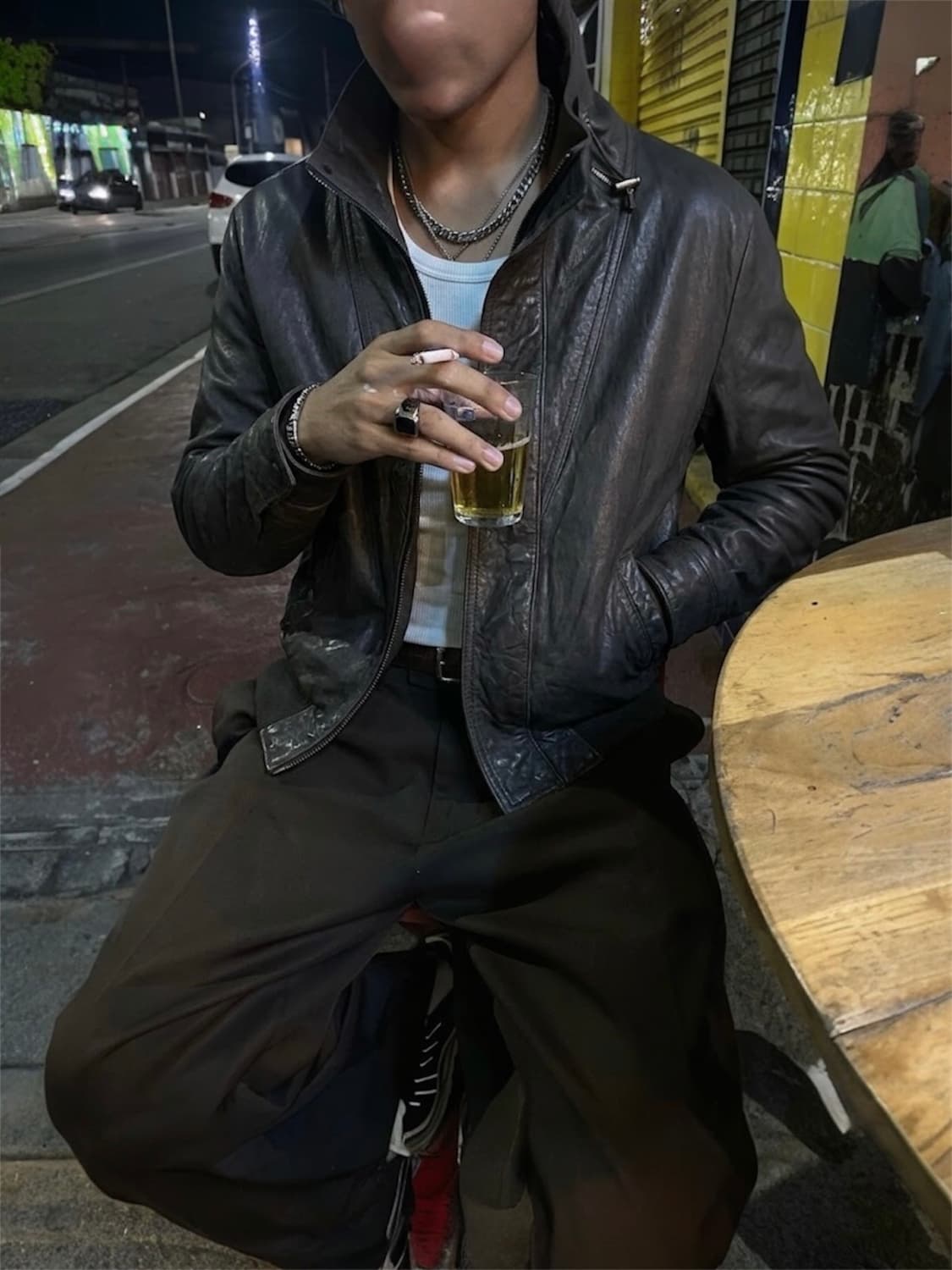 우영미 하이넥 레더자켓 블랙 상품이미지1