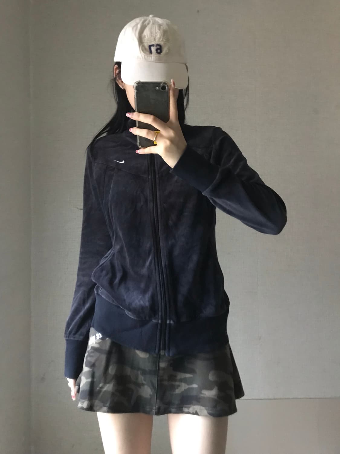 나이키 네이비 슬림핏 벨벳 집업 상품이미지1