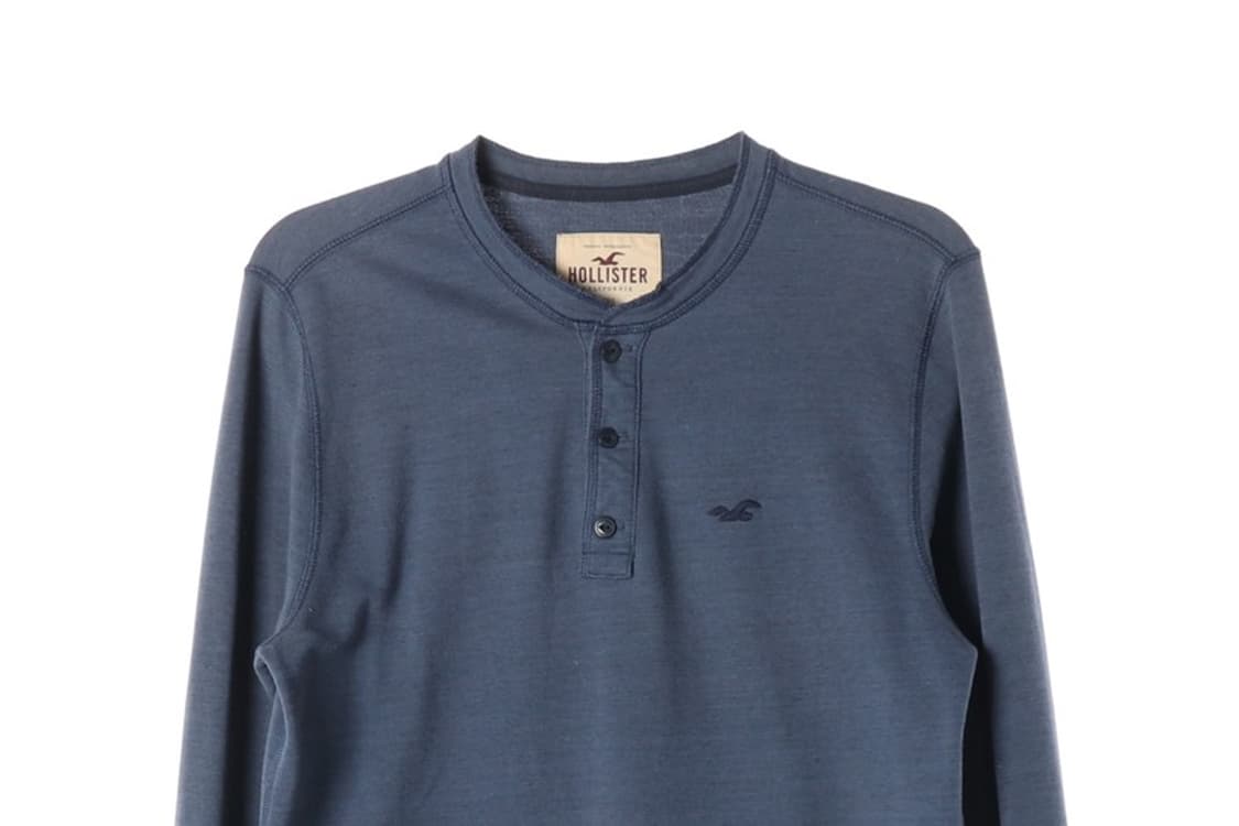 홀리스터 텍스처 네이비 헨리넥 티셔츠 M 상품이미지3