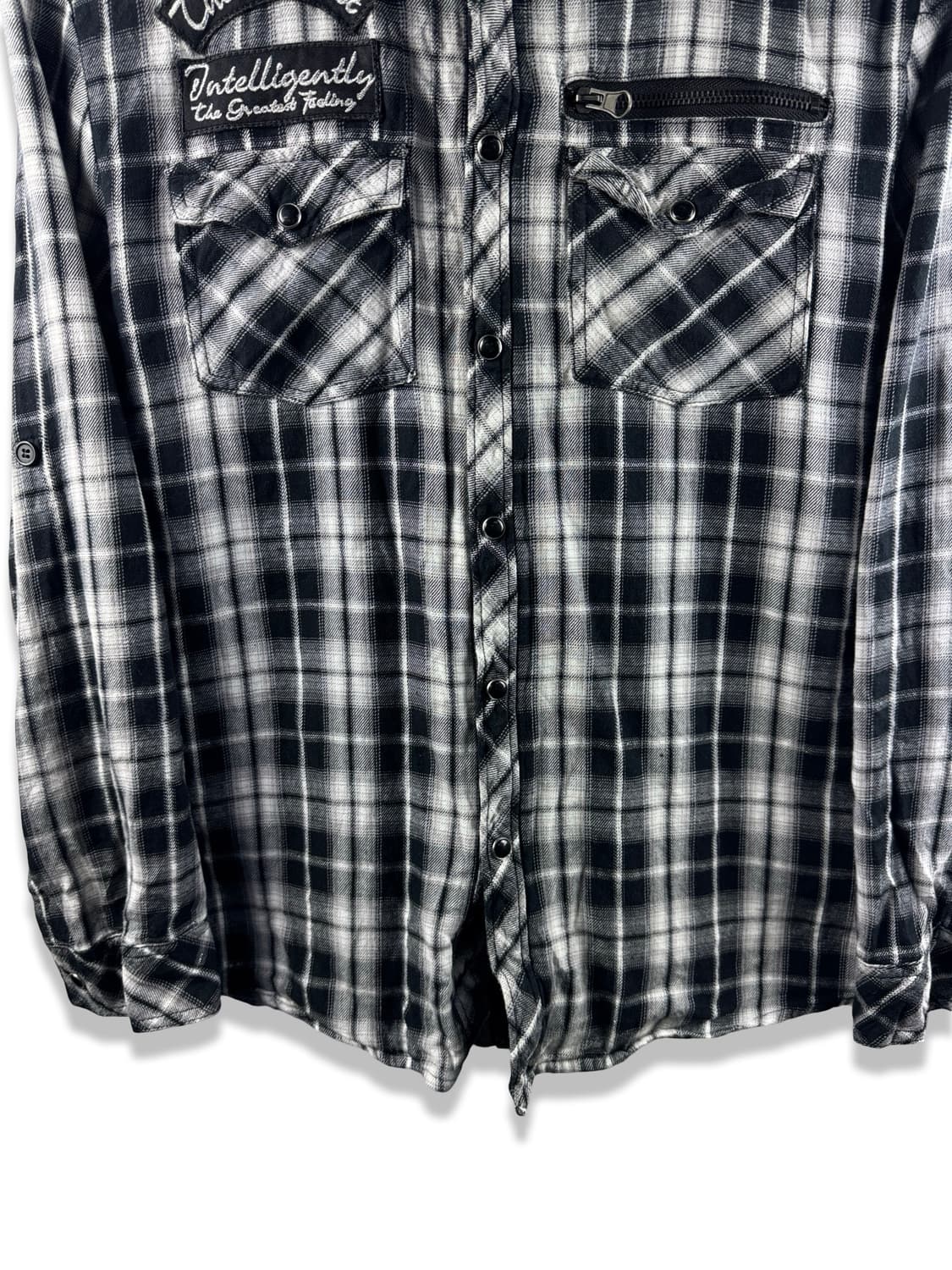 JPN Y2K 체크 레터링 레이어드 집업2159 상품이미지3