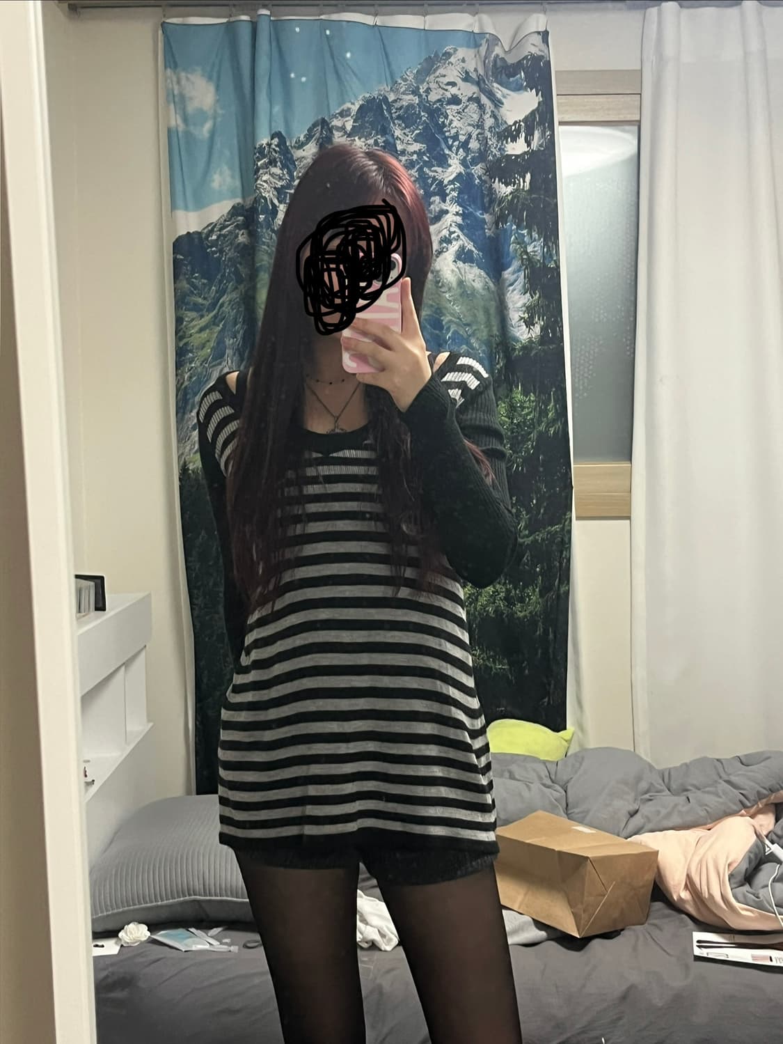 빈티지 블랙 스프라이트 니트원피스 상품이미지2