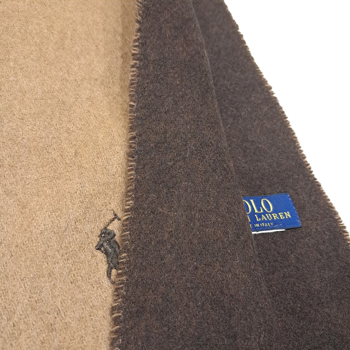 MX482 폴로 90s 이태리판 울 양면 카멜브라운 머플러 목도리 상품이미지4