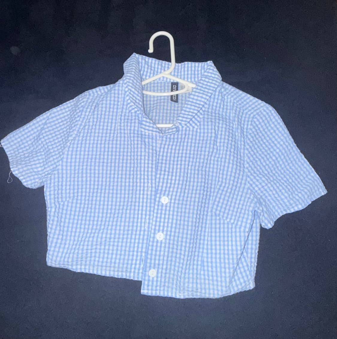 H&m 셔츠 블루 체크 블라우스 크롭티셔츠 여자 여름옷 상품이미지1