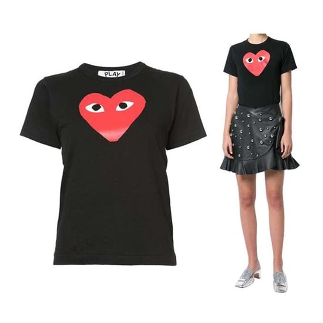 [[여성 M, A급] 꼼데가르송 레드하트 여성 반팔티@213 상품이미지1