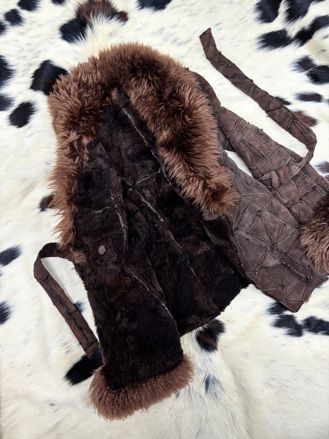 2000s Y2K Brown Fur Trimming Rough Leath 상품이미지5