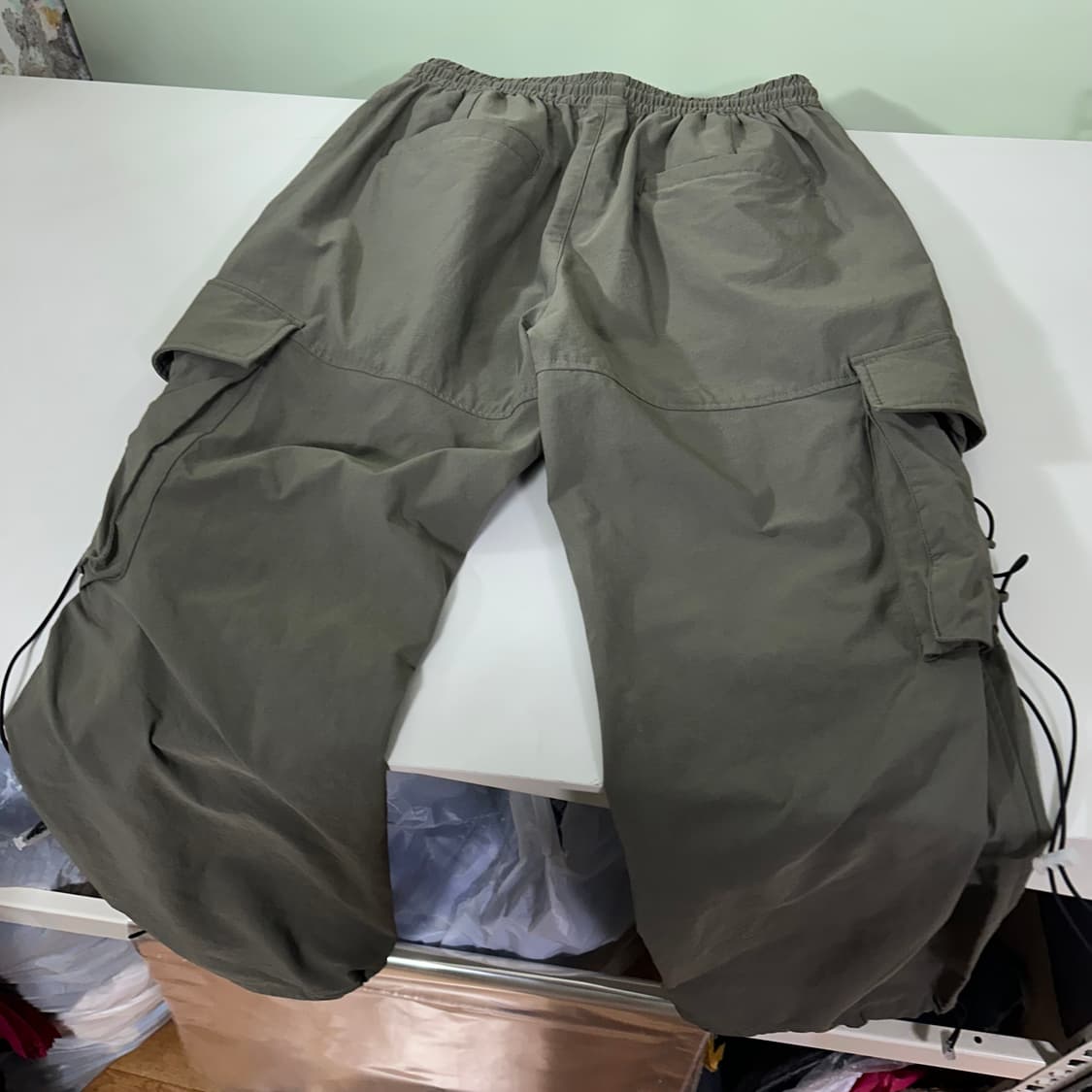 S-M ALL WEARS 파스텔카키 카고스트링 나일론팬츠 상품이미지6