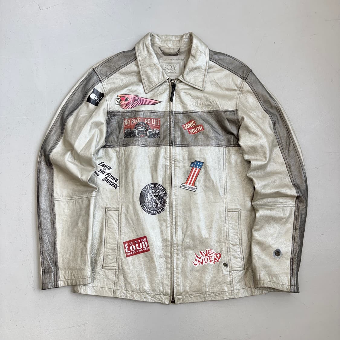 보이런던 90s 양가죽 리얼레더 스컬 해골 프린팅 가죽 자켓 상품이미지2