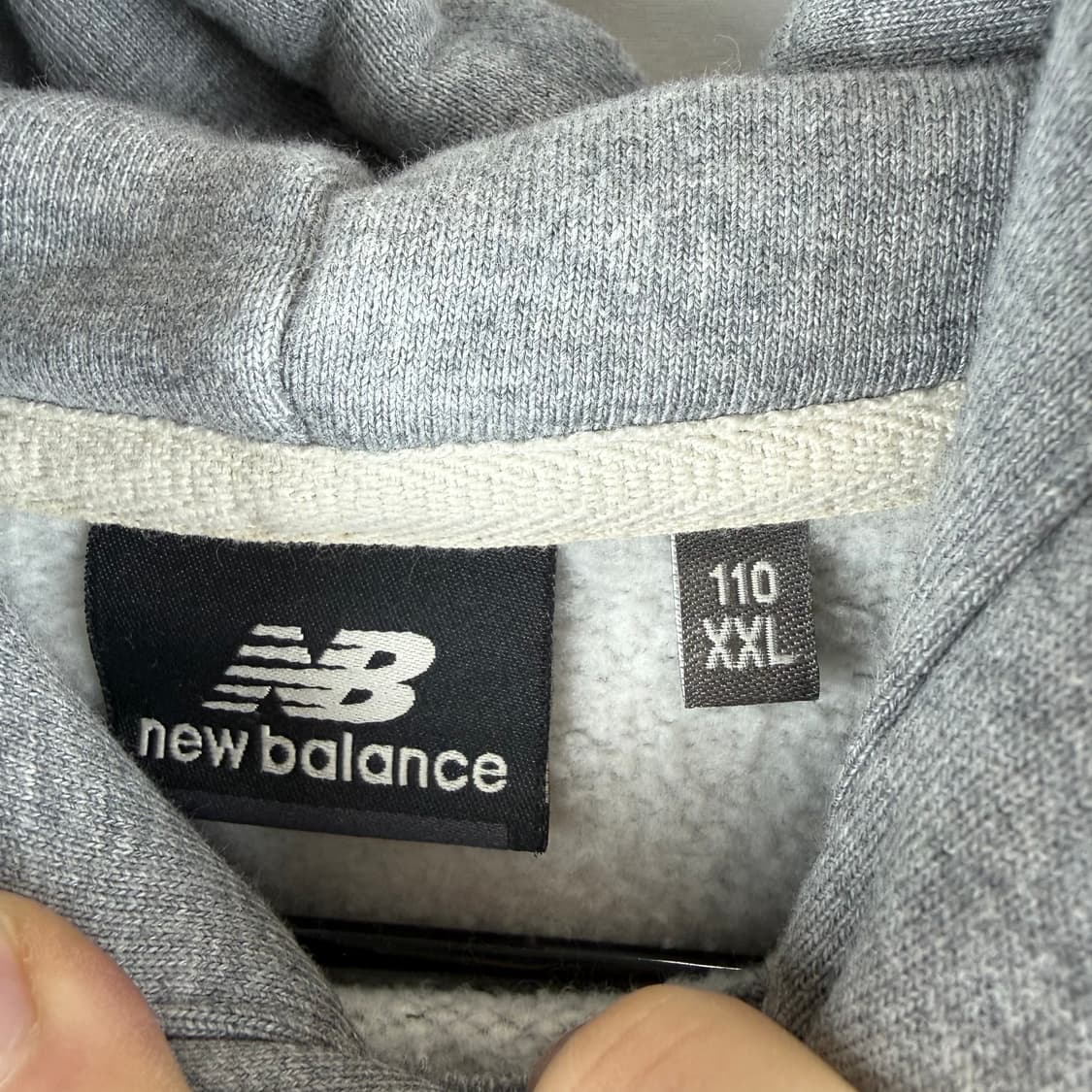 110) 뉴발란스 백로고 기모 후드 티 그레이 상품이미지3