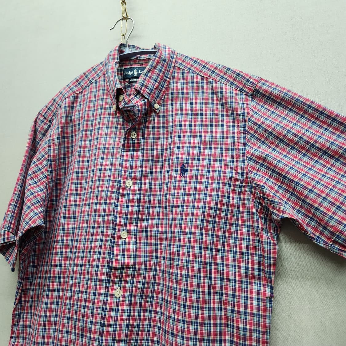 폴로랄프로렌 로고 멀티컬러 체크 반팔셔츠 M(L) 남여공용 상품이미지3