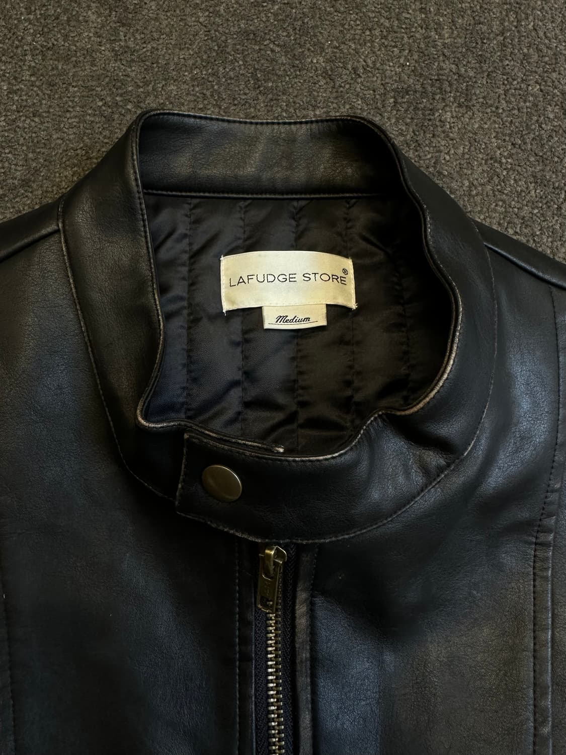 라퍼지스토어 가죽 바이커 블루종 M 상품이미지4