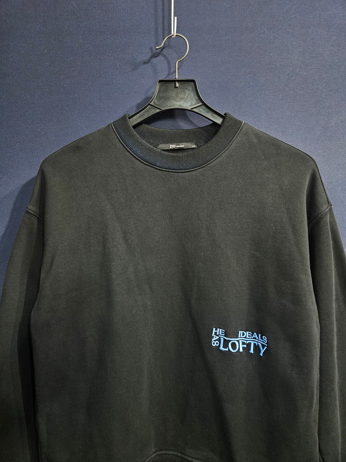 지오송지오 자수 블랙컬러 남성 오버핏 100 맨투맨  상품이미지7