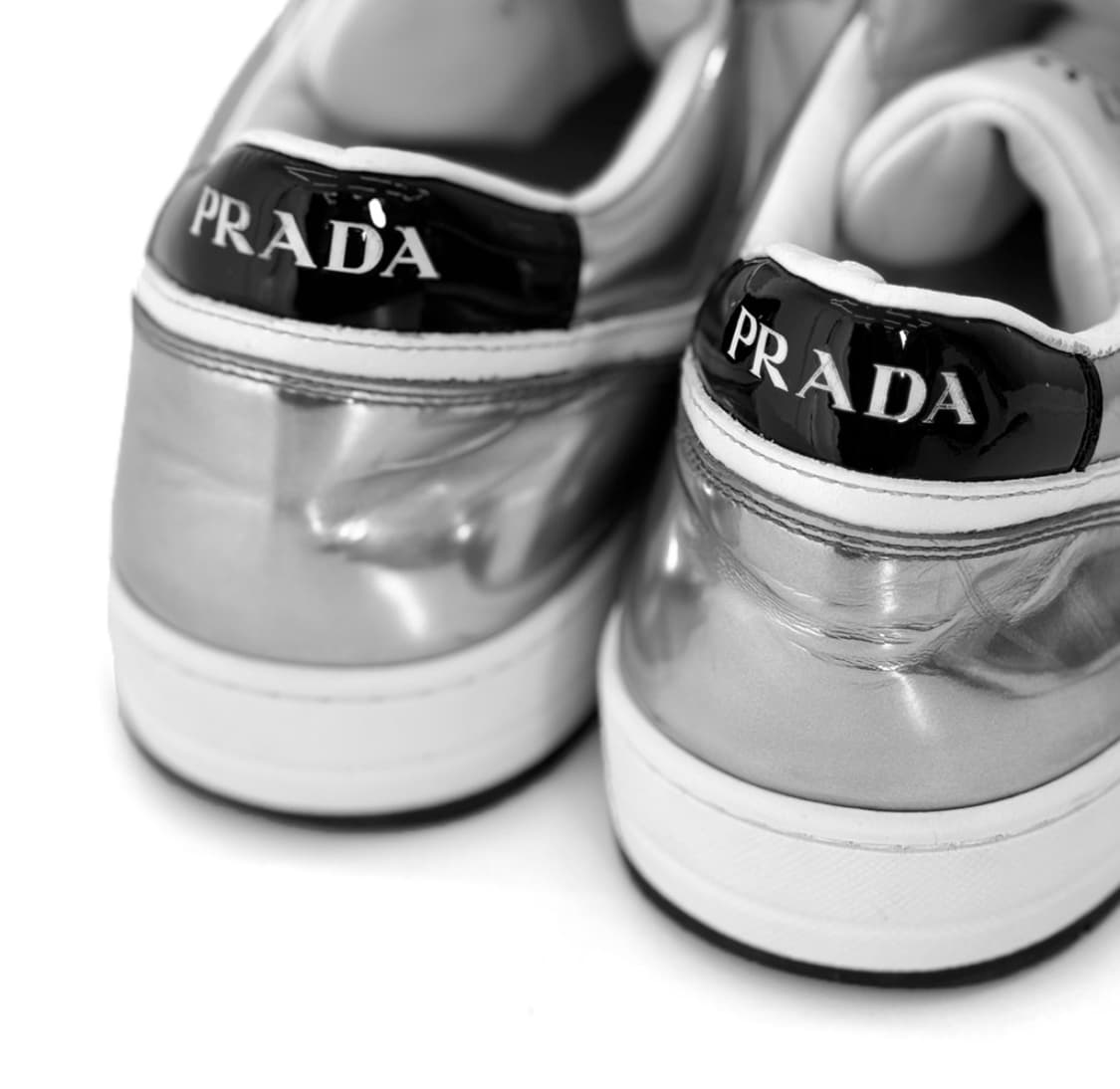 [9] PRADA 프라다 삼각로고 다운타운 레더 로우탑 스니커즈 실버 상품이미지9