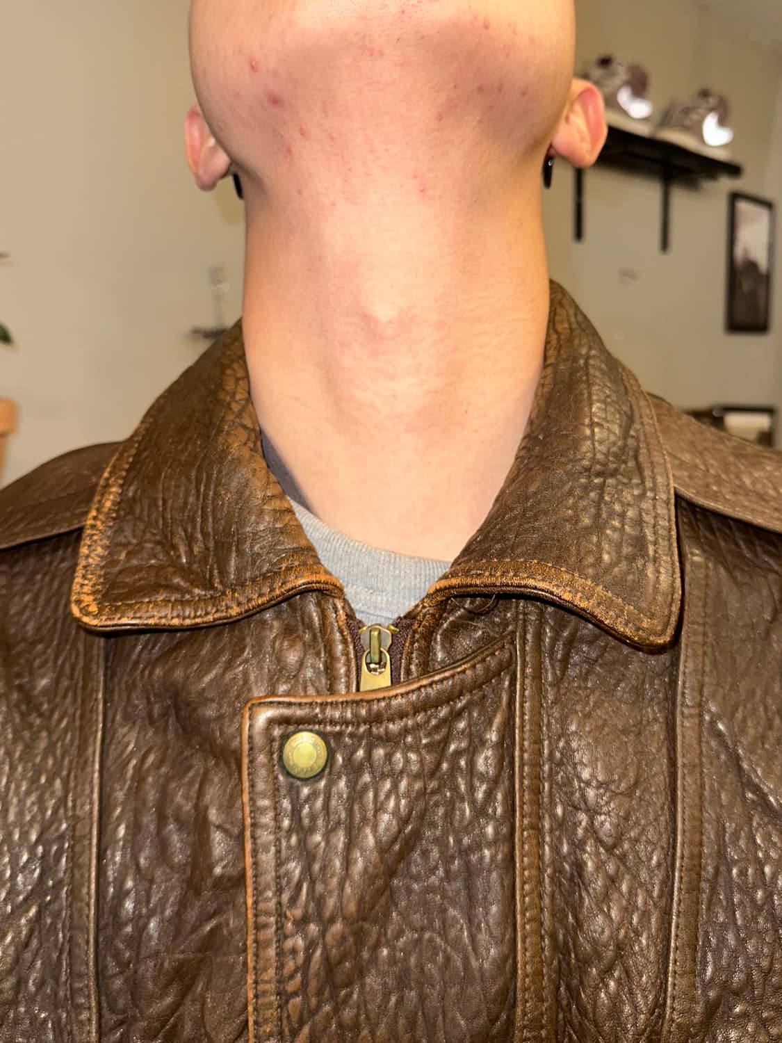 90’s Wind Armor shell-leather A-2 jacket 상품이미지4