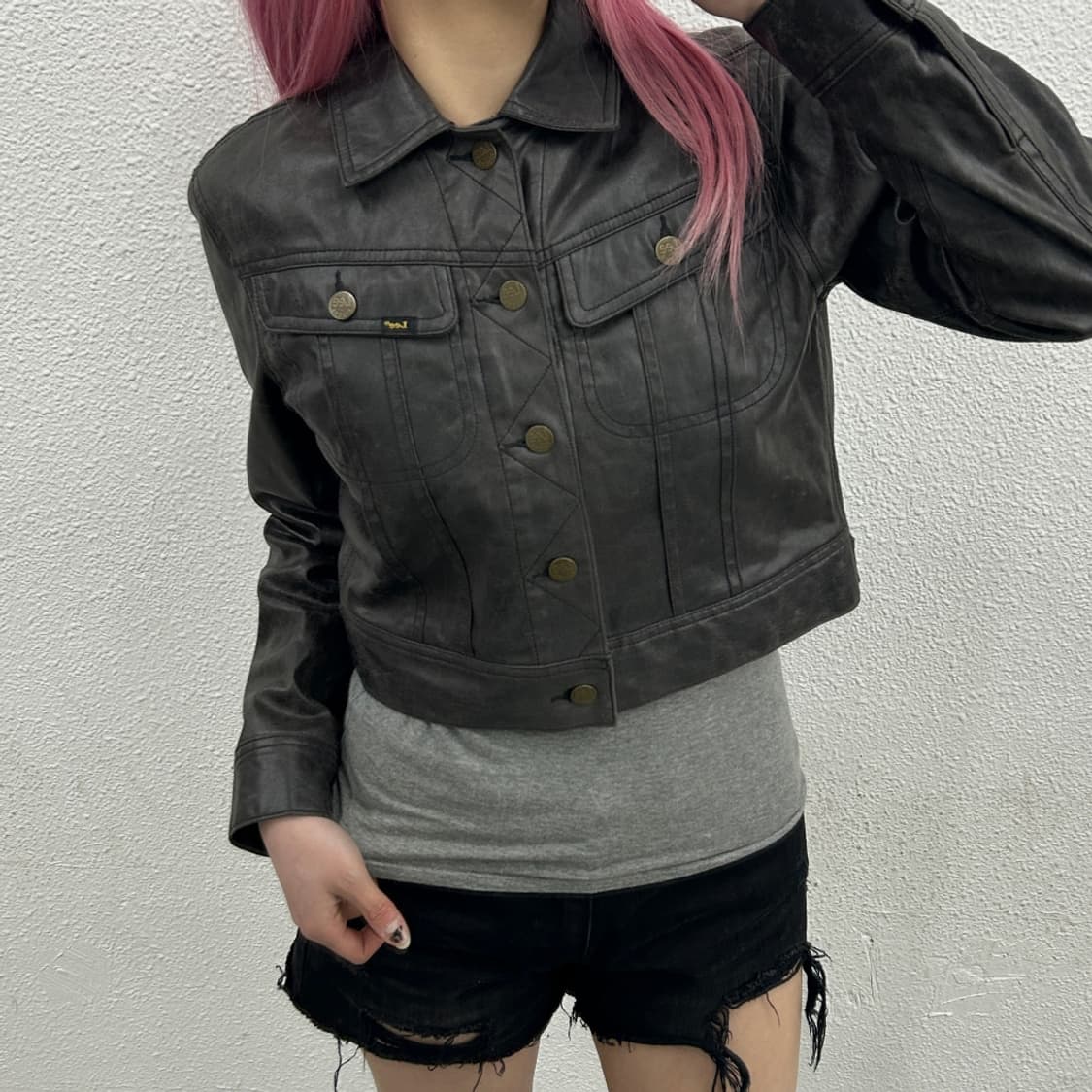 LEE 블랙 레더 자켓 S 상품이미지1
