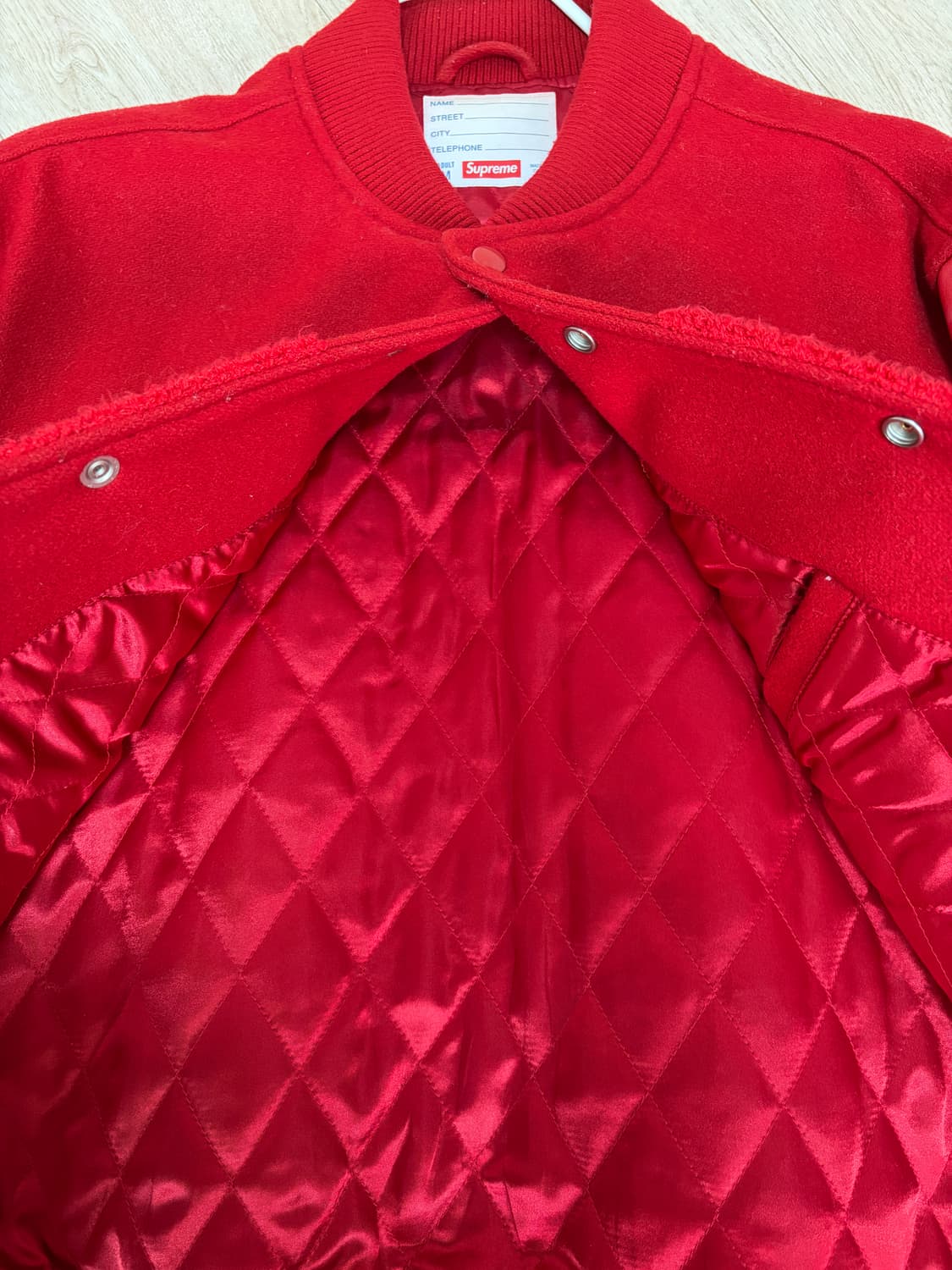 슈프림 빅로고 바시티 자켓 레드 M 상품이미지5