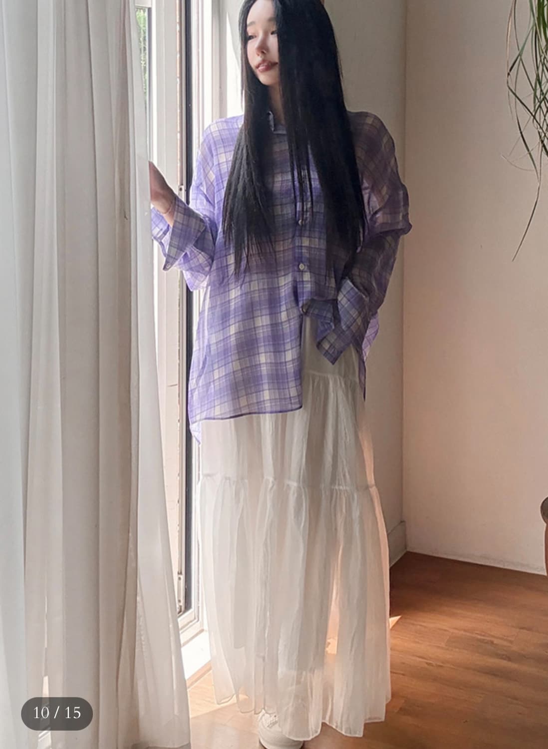 팩더널드 문릿 글로우 롱 스커트 화이트 상품이미지3