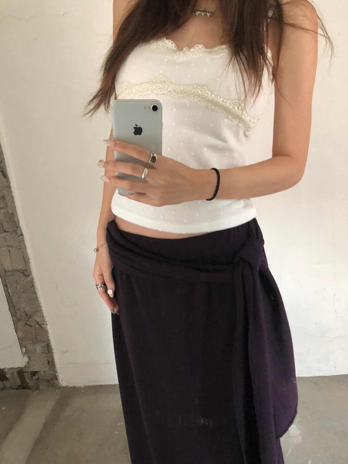 Dot lace sleeveless knit 상품이미지1
