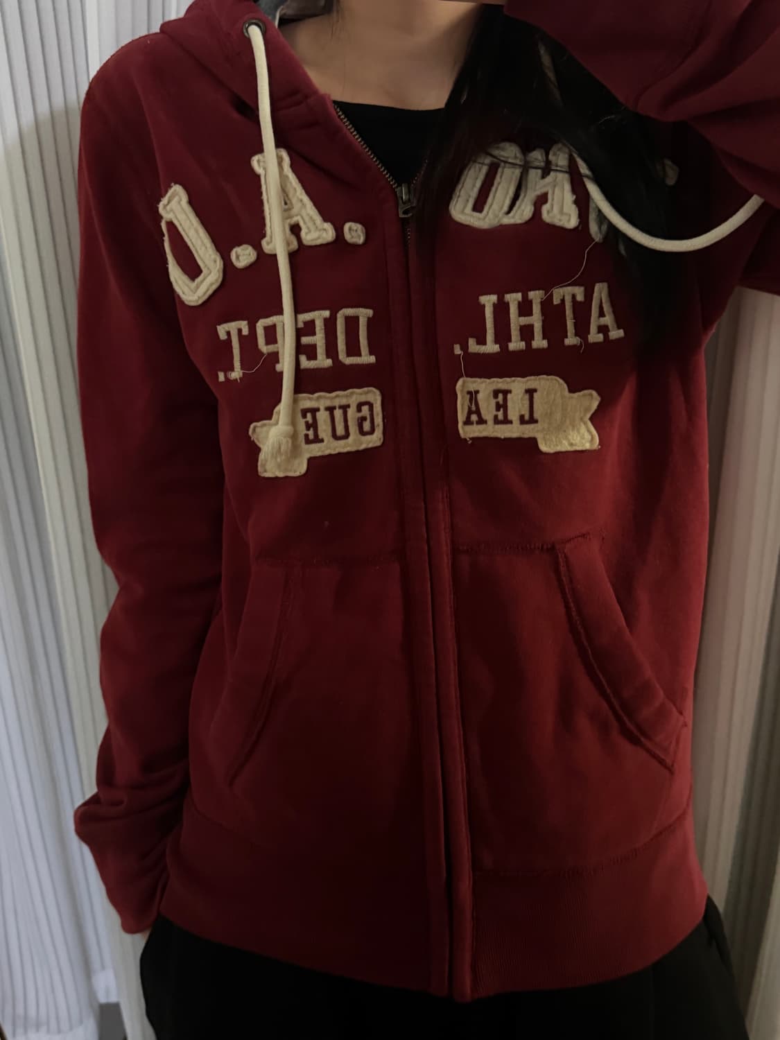 후아유 버건디 후드집업 M 상품이미지1