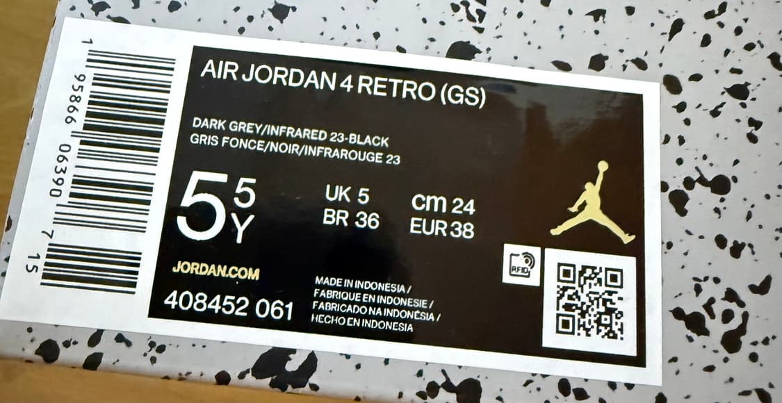 nike jordan4 나이키 조던4 인프라레드 5Y(235~40cm) 상품이미지5