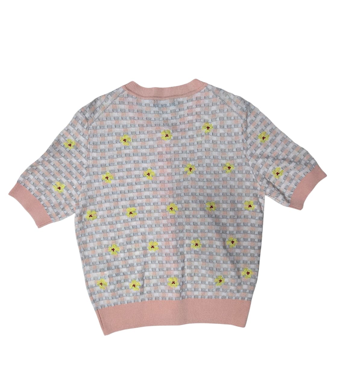 랑방 컬렉션 플라워 자수 체크 반팔 가디건 상품이미지2