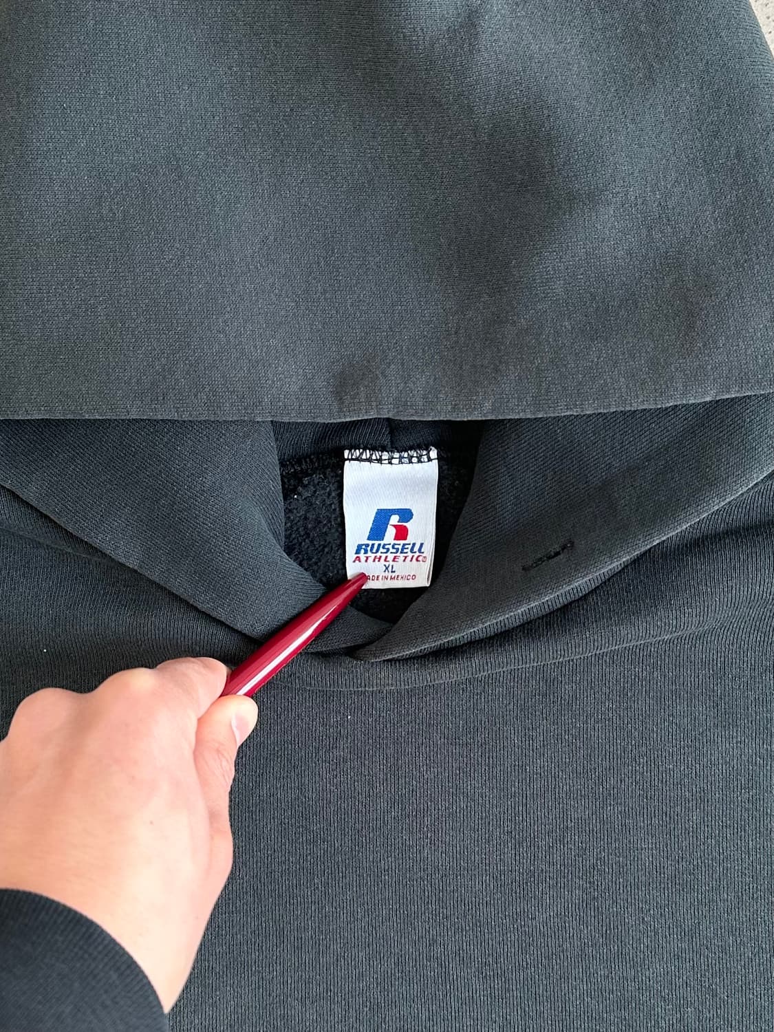 00s 빈티지 러셀 후드 그린 XL 선페이딩 상품이미지4