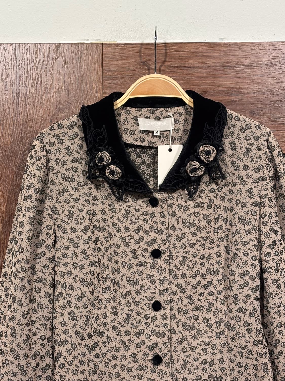 벨벳 카라 플라워 빈티지 블라우스 상품이미지7