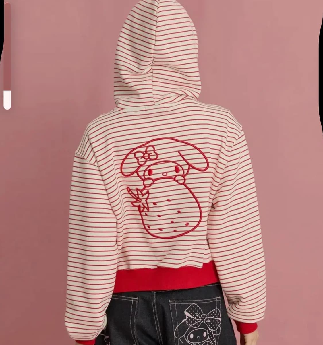 와이케이 스트로베리 마이멜로디 스트라이프 후드 집업 레드 상품이미지2