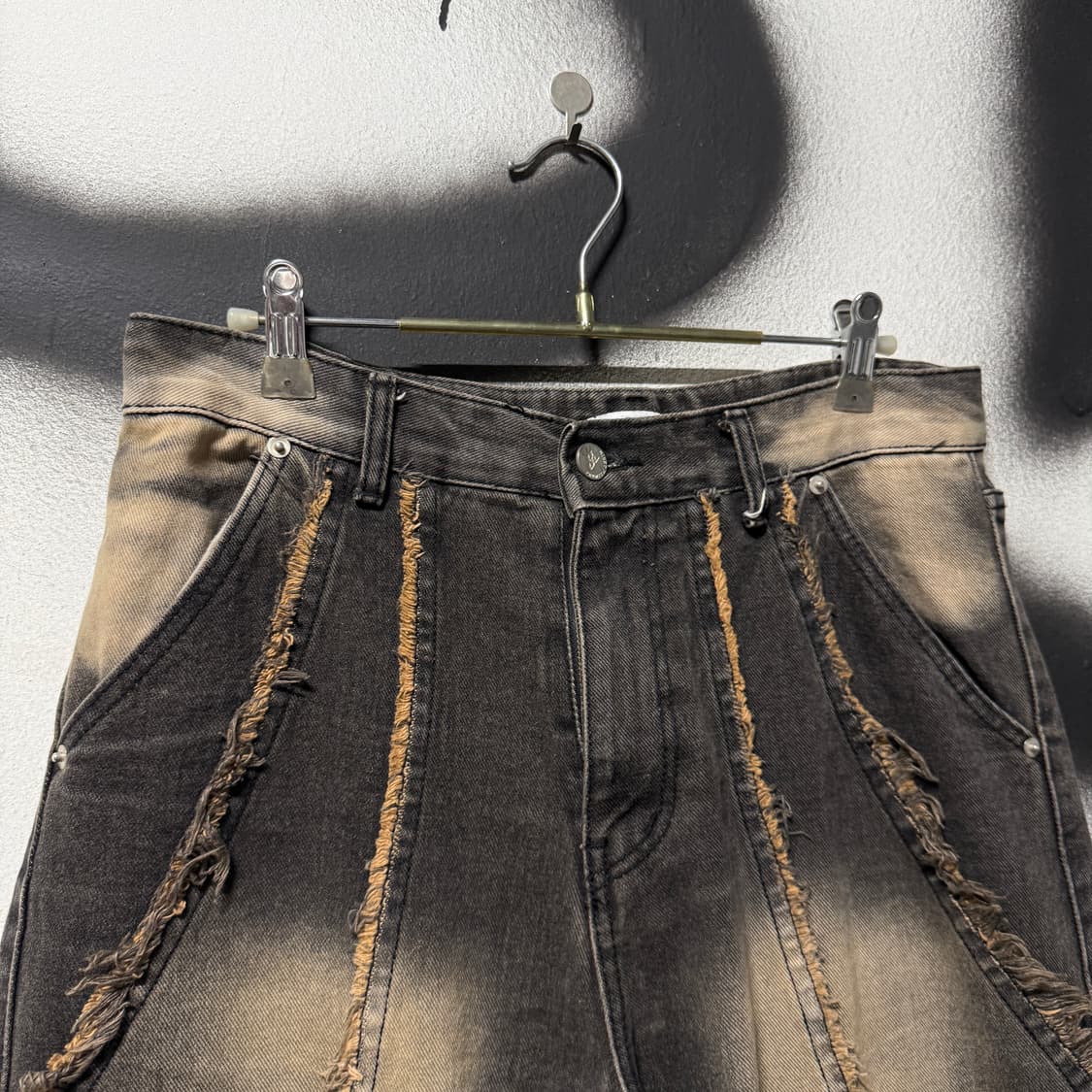 VTG 빈티지 샌드워싱 그런지 디테일 와이드 데님 팬츠 상품이미지3