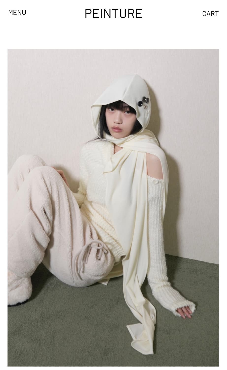 PEINTURE 버튼 후드 스카프 상품이미지1