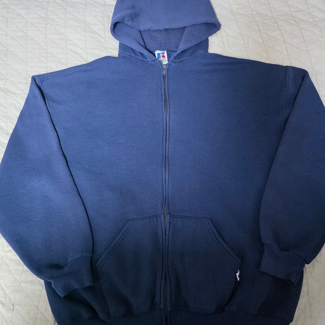 [XXL] 90s USA 빈티지 러셀 애슬레틱 후드집업 네이비 굿컨디션 상품이미지1