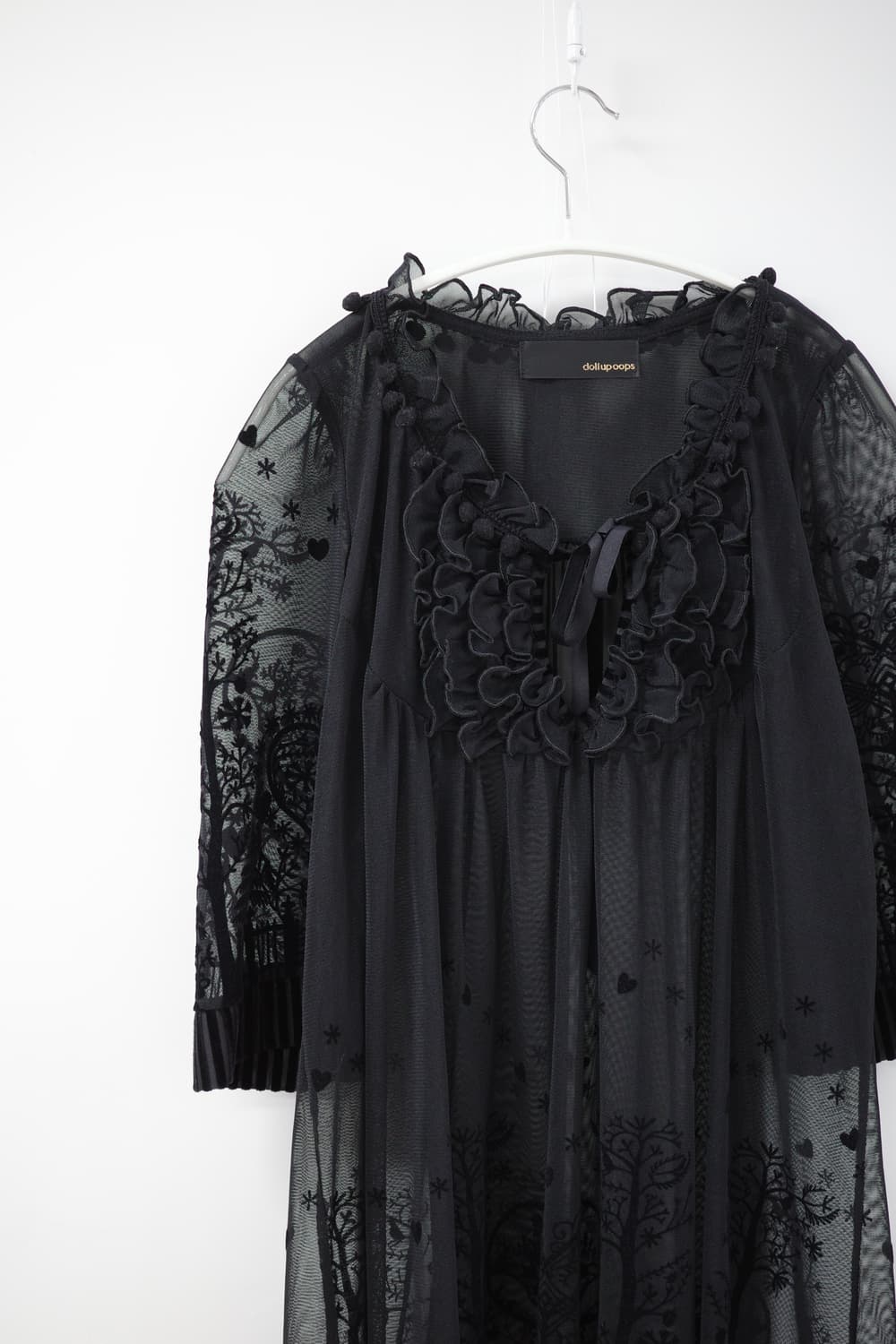 Black lace pompom one-piece 상품이미지1