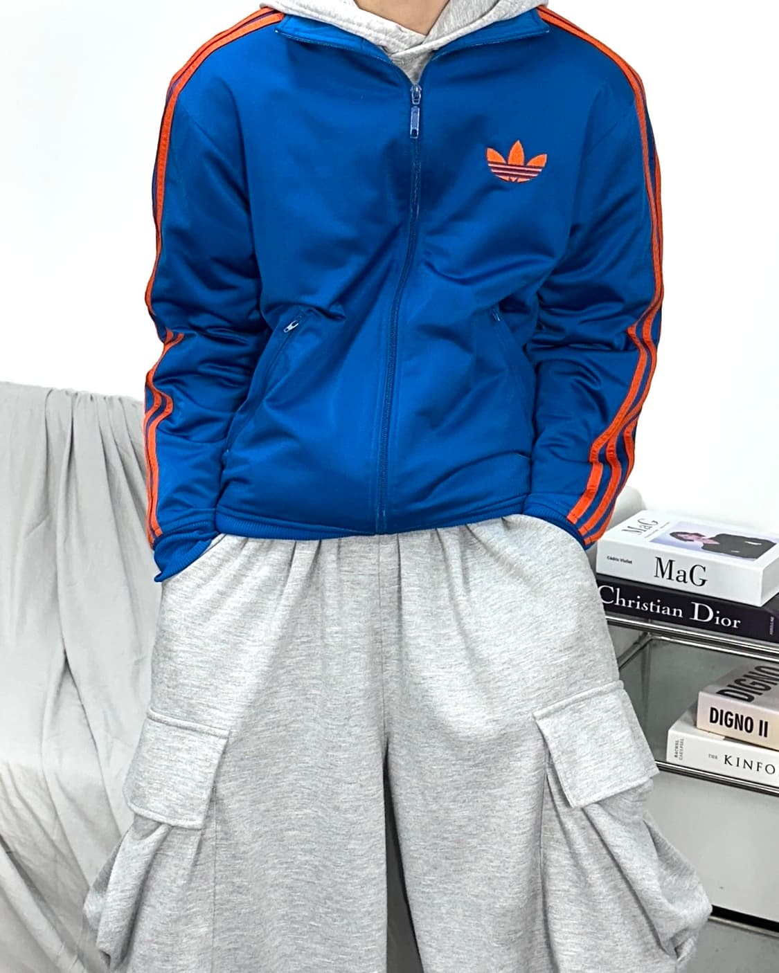 아디다스 블루 오렌지 파이어버드 트랙탑 져지 S 상품이미지1