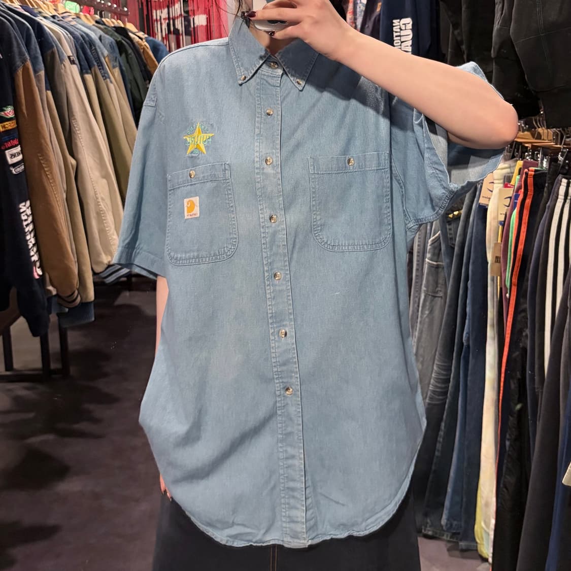 [IM] Carhartt 칼하트 데님 반팔 셔츠 연청 상품이미지5