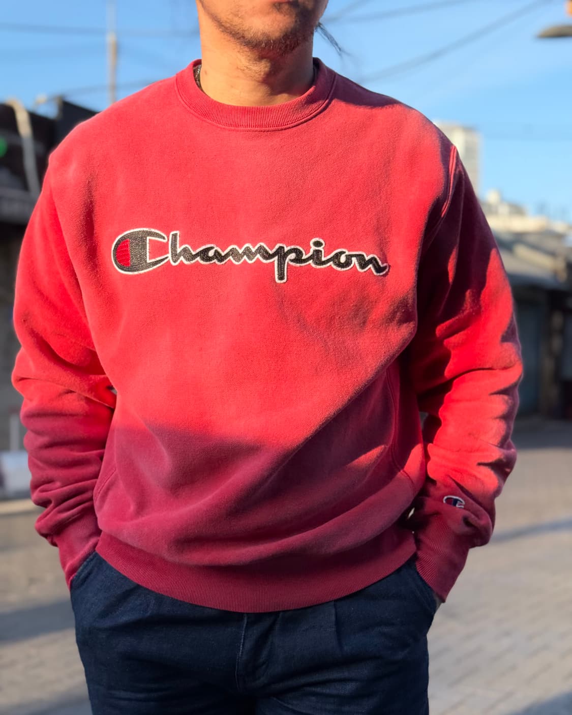 챔피온 리버스위브 페이드 체인스티치 스크립트 크루넥 스웻셔츠 M 상품이미지9