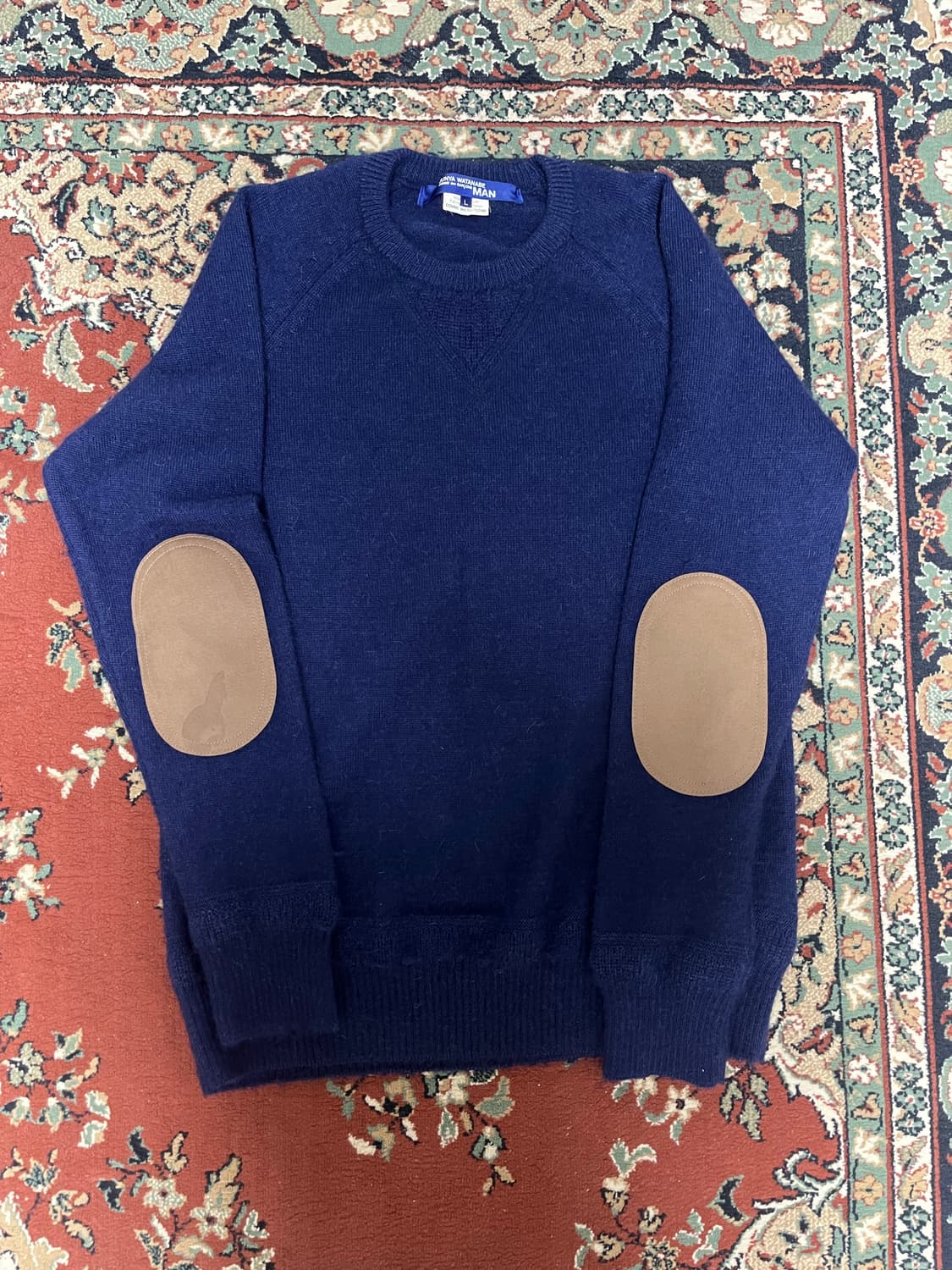 준야와타나베 꼼데가르송 엘보우 패치 알파카 캐시미어 니트 상품이미지1