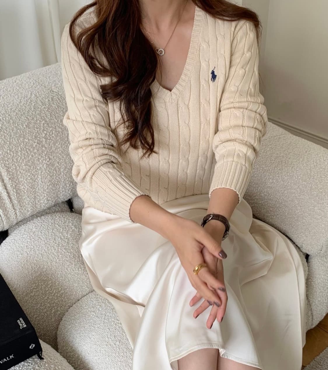 폴로 브이넥 니트 s 상품이미지1