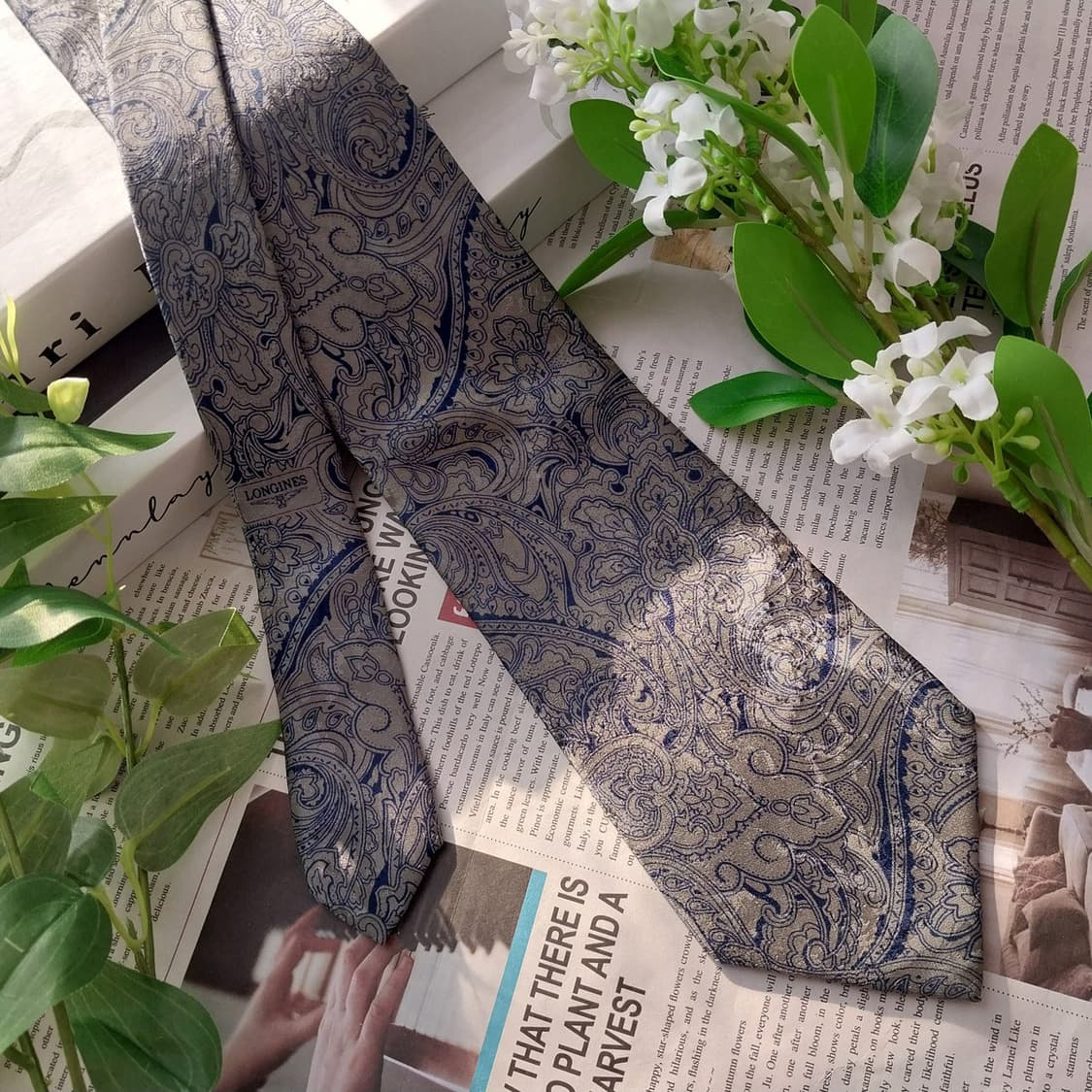 론진 실크 그레이 페이즐리 넥타이 8.6cm A+등급 K1427
 상품이미지2